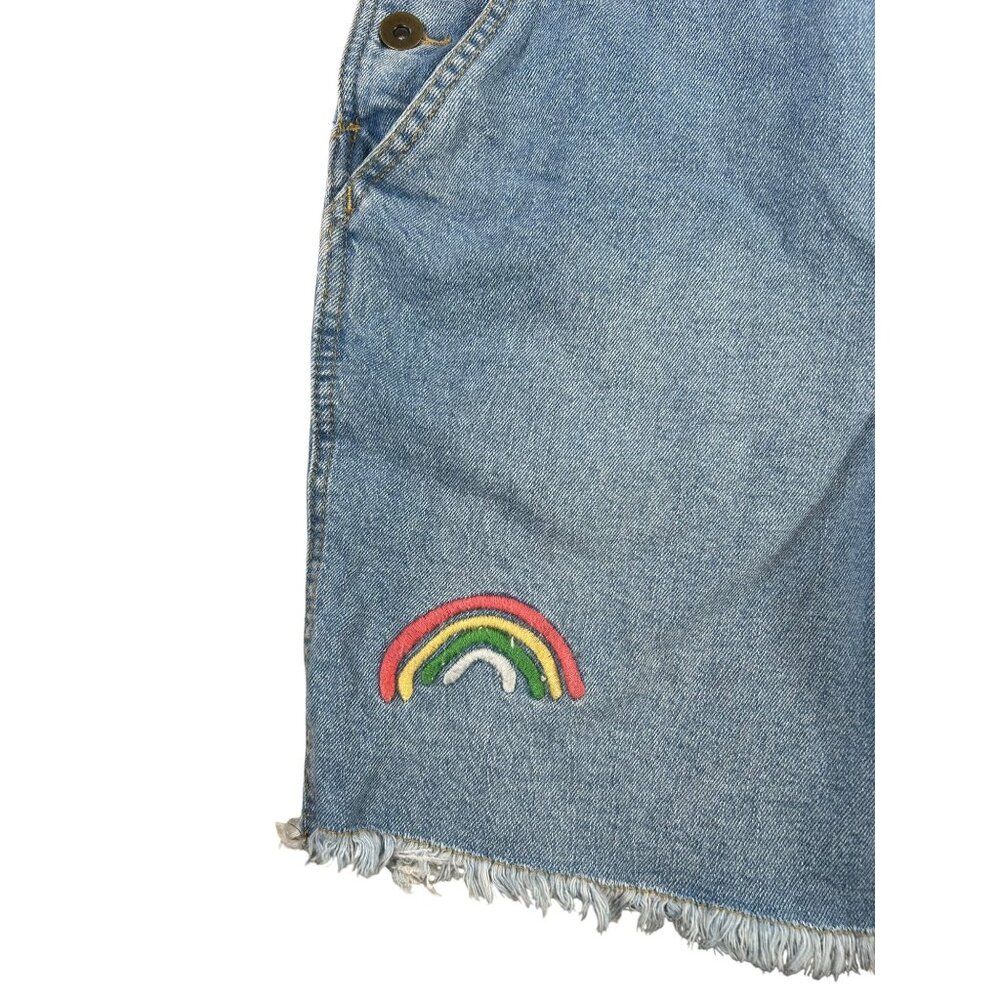 Jean Overalls Shorts Denim Target Pride Rainbow Queen Women's Sz XS Adjustable - Picture 4 of 7